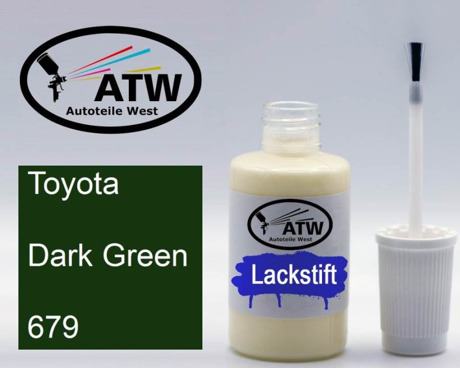 Toyota, Dark Green, 679: 20ml Lackstift, von ATW Autoteile West.